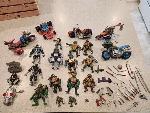HUGE VINTAGE TMNT Lot! Vehicles, Figures, Accessories! See Photots!