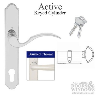 Munchen Active Handle Set M112PL/374N Brushed Chrome Solid Brass Keyed