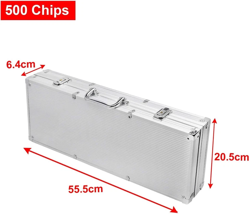 Valigetta Da Poker Con 500 Chip Da Poker Laser, 11,5 G, Richiudibile, Accessorio - Immagine 2 di 4