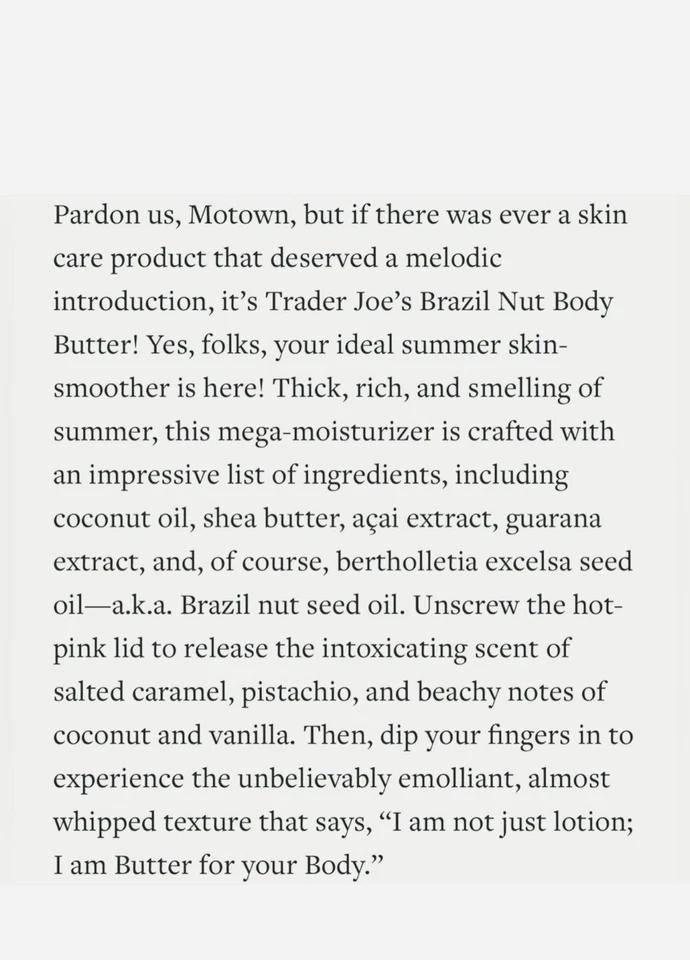 Loción crema hidratante Trader Joe’s Brazil Nut Body Butter 8 oz NUEVA sellada Foto 4 de 4