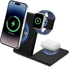 3 in 1 Foldable Wireless Charging Station for Apple Devices, 15W Fast Wireless C
