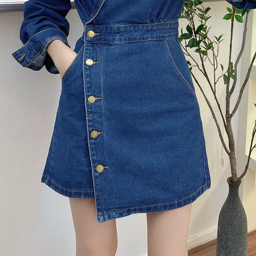 2024 Fashion Women Denim Slim Dress Bodycon Button Long Sleeve Casual Dress Work - Bild 2 von 5