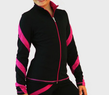 Chloe Noel Spiral Figure Skating Jacket, Size Adult Large, Black/Fuchsia J36
