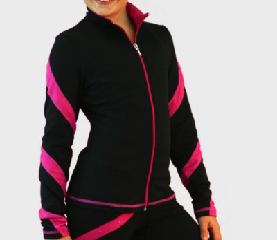 Chloe Noel Spiral Eiskunstlaufjacke, Größe Erwachsene Large, schwarz/fuchsia J36