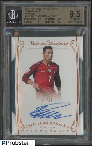 2018 National Treasures Penmanship Bronze Cristiano Ronaldo AUTO 6/10 BGS 9.5