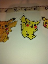 Lot Of 3 Iron-on Patches Pikachu Pok mon