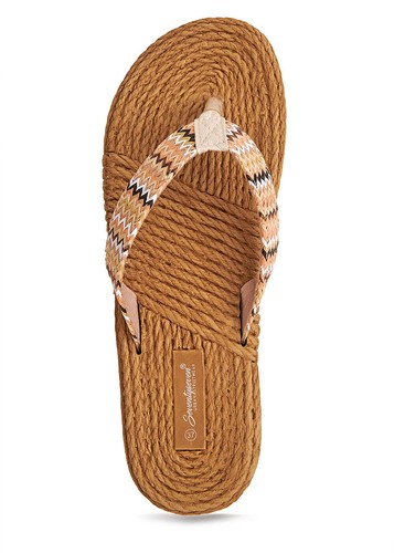 Damen 77 Lifestyle Schuhe Flipflops Zick Zack Muster Zehensteg beige N24056008 - Bild 4 von 5