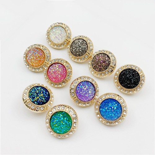 5Pcs Glitter Rhinestone Sew Shank Buttons 23mm Round DIY Craft Clothing Chic Kit - Picture 1 of 32