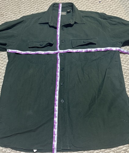 LL Bean Shirt Mens L Green Heavy Flannel Button Chore Shirt SEE NOTES - Picture 7 of 7