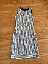 J Crew Womens sz 2 Italian Tweed navy white sheath dress 