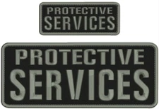 PROTECTIVE SERVICES EMB PATCH 4X10 AND 2X5 HOOK ON BACK BLK/GRAY
