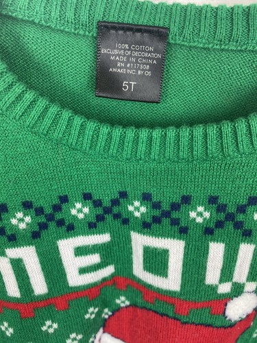 Holiday Sweater Cat Girls Size 5t Preowned - Picture 2 of 3