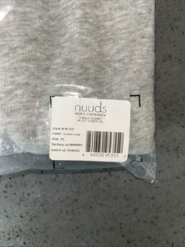 NWT Nuuds Men's Classic Crewneck Sweatshirt Size XL Heather Grey Gray - Picture 3 of 8