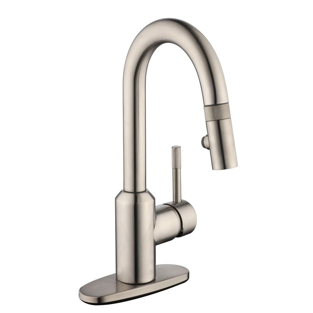 Glacier Bay Laundry Faucet Single Hole Handle Pull Down Sprayer Stainless Steel eBay