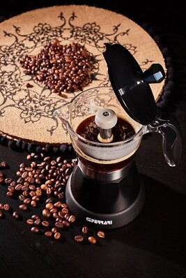 Caffettiera Elettrica A2ZWORLD 3 Tazze 400W - Base Girevole 360°, Mantiene Caldo 30 Minuti, Design Moderno Compatto