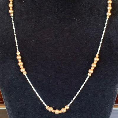 Ann Taylor Sterling Silber Halskette goldfarben Perlen elegant leise zierlich 925