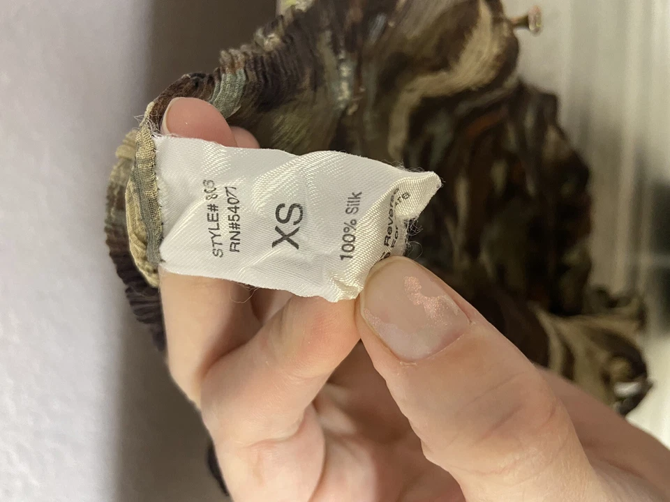 Camisa Top Cabi Manga Larga Seda Talla XS Mujer Blusa Estampado Animal Volantes Foto 2 de 4