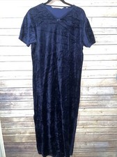1990's VICTORIA'S SECRET COUNTRY COLLECTION Velour V-Neck Nightgown Blue Large