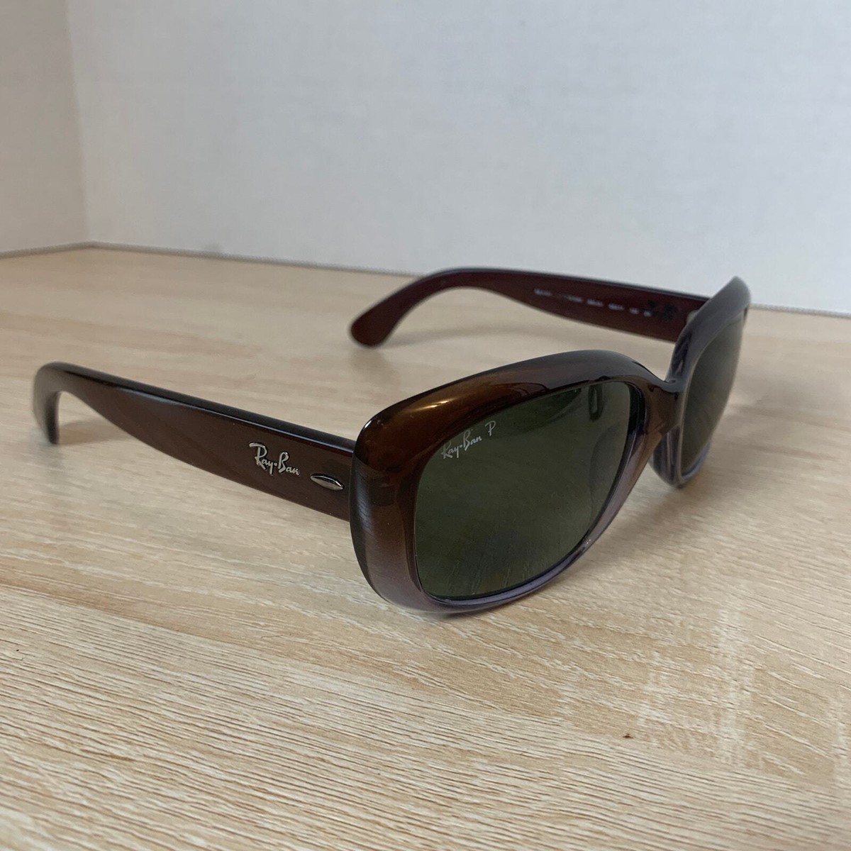 Ray-Ban RB4101 JACKIE OHH Sunglasses 860/51 2N Brown FRAMES ONLY Italy 58-17-135 Ray-Ban RB4101 Jackie Ohh M (58 - 17) with Green lenses and  main image 2