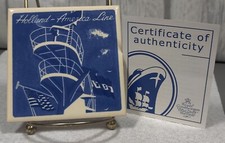 Holland America Lines Tile Coaster 3.75 Crows Nest Cork Backed Delft Goedewaagen