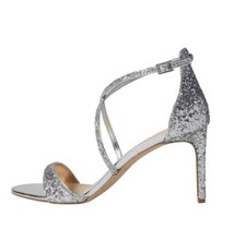 NWOB Jewel Badgley Mischka Dimitra SILVER GLITTER heels size 7