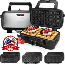 M&aacute;quina para hacer waffles 3 en 1, sandwichera de 1200 W, prensa para paninis US