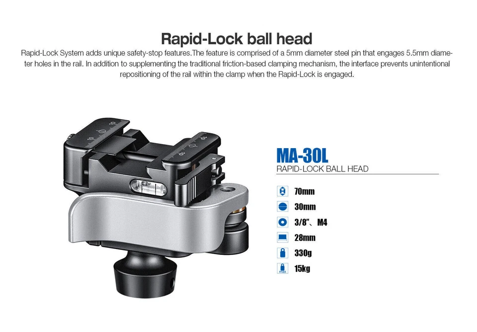 Leofoto MA-30L Low-Profile Rapid-Lock Rifle Head for Rifle (Lever) - Image 2 of 4
