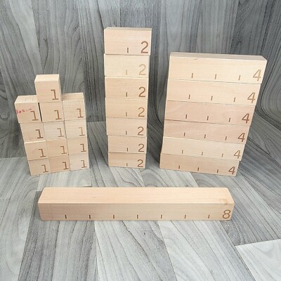 Wooden Building Blocks 28 Piece LOT - with Marked Measurements - Loose Parts