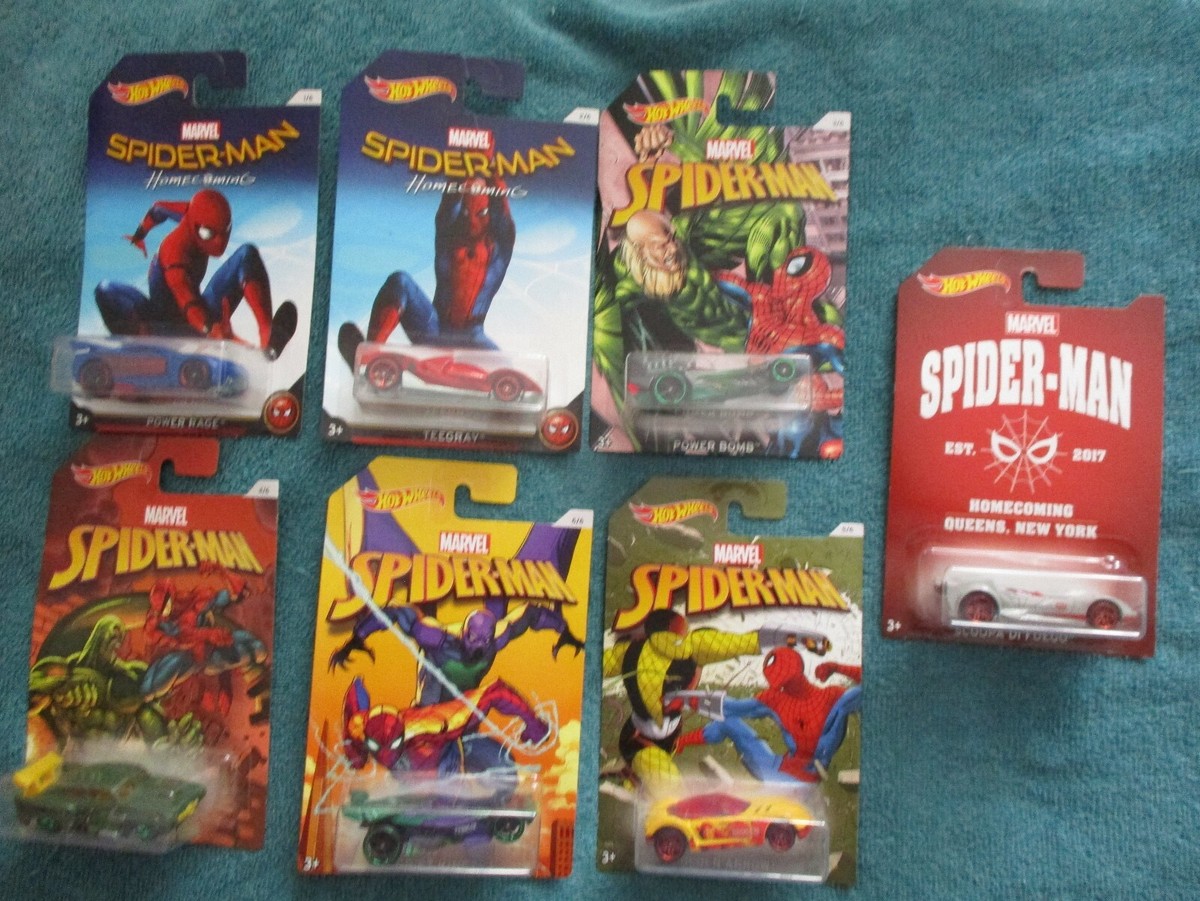 Hot Wheels Spider-Man Home Coming Release 7 Car Set with Chase