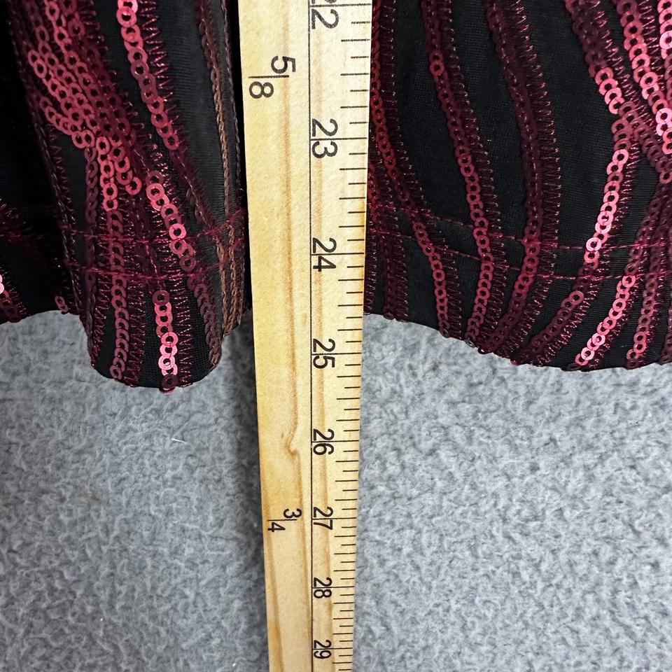 Saia de festa Bob Mackie Wearable Art XL lantejoulas vermelhas cintilante malha declaração glam - Imagem 3 de 4