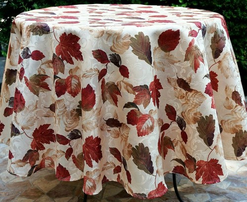 Tischdecke Herbst Blätter Läufer Kissen Creme-bunt Blätterdruck Leinenoptik 1572 - Bild 26 von 37