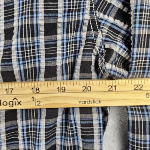 Dukes Bark Button Up Long Sleeve Plaid Shirt Mens Size Large Plaid Blue Black - Picture 7 of 13