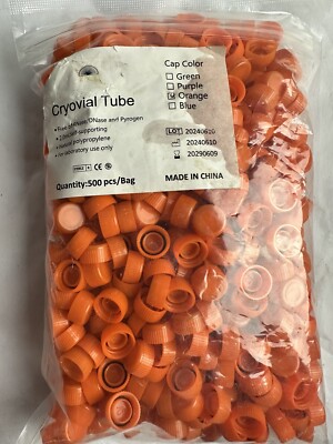 Cryovial Tube 2.0ml CAP ONLY, Screw Top Micro Tube Cap, Orange| 500pcs 17A
