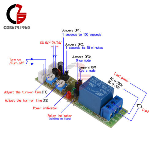 5V 12V 24V DC Infinite Cycle Delay Timer Relay Turn On-off Switch Loop Module - Picture 15 of 45