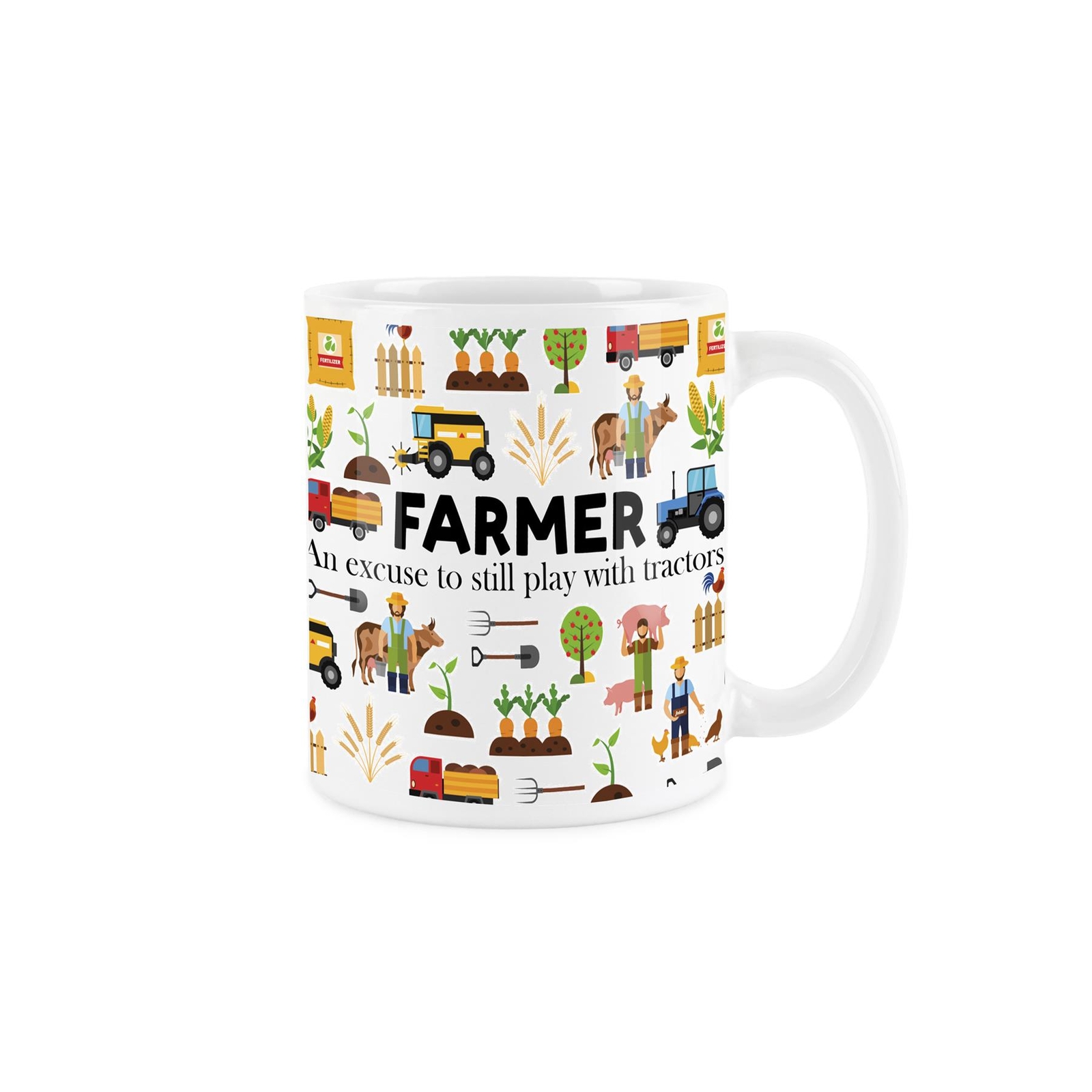 Farmer Mug - Novelty Countryside Farm Animals & Tractors White Ceramic Cup Gift
