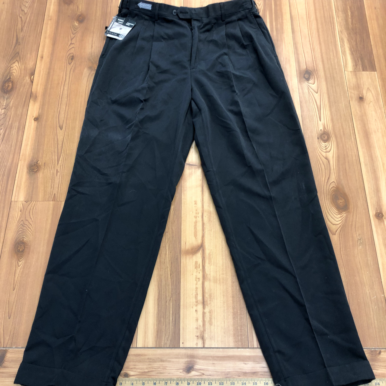 Savane Black Classic Fit Solid Chino Flat Front Pants… Gem