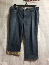FADED GLORY WOMENS BLUE JEANS CAPRI CROP PANTS STRETCH 5 POCKET CUFFS SZ18 4711