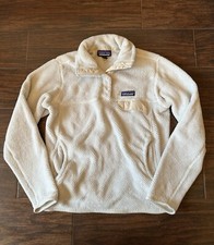 Patagonia Re-Tool Snap-T Pullover Womens Small White Ivory Fleece Pockets