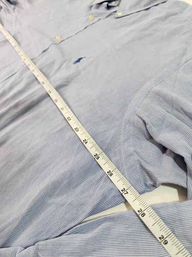 Ralph Lauren Men's Yarmouth Light Blue Striped Shirt Classic Sz 17 34/35 READ - Picture 6 of 8