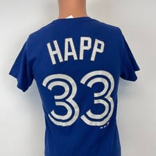 Majestic JA Happ Toronto Blue Jays Jersey T Shirt MLB Baseball Size S
