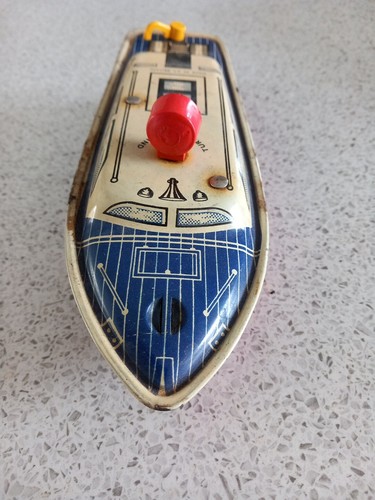 Vintage Clockwork High Speed Motor Launch By Mettoy Boxed - Picture 6 of 14