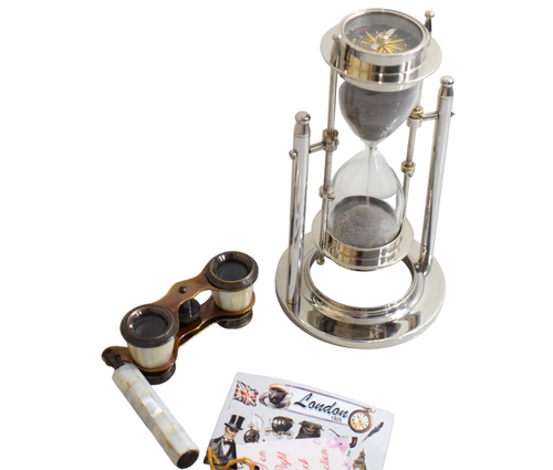 Modern Swing & Rotating Hourglass in Nickel Finish Featuring Glitter Black Sand - Picture 10 of 15