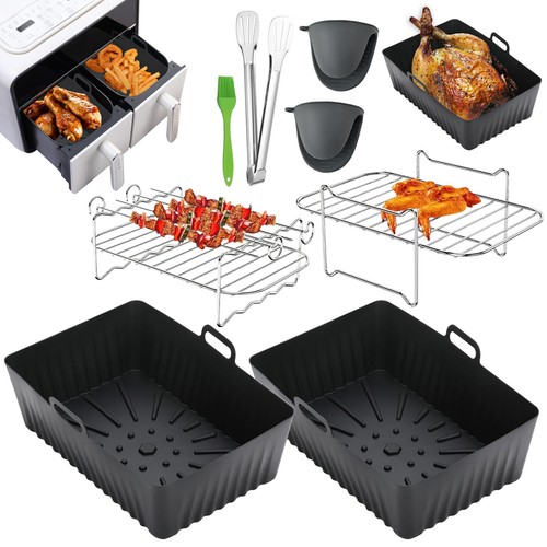8PCS Air Fryer Rack & Grills Baking Pot Accessories Set For Ninja Dual Basket,UK - Picture 9 of 22