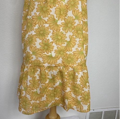 New 19 Cooper Women Gold Groovy Floral Flounce Eyelet Trim Dress Size Large Boho - Picture 10 of 15