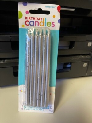 Amscan 12ct. Silver 4.75'' Birthday Candles Cake Decoration Party Supply New!!!