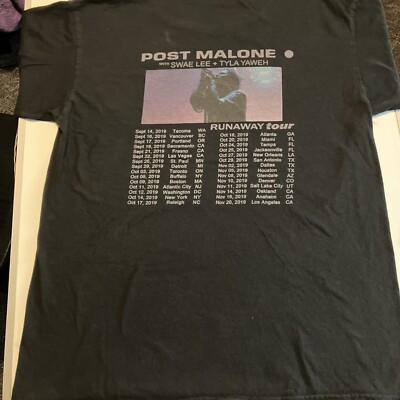 Post Malone 2019 Runway Tour T-Shirt Size Small With Swae Lee And Tula Yaweh Tee