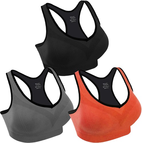 3 Pack Women Sports Bras Seamless Free Weight Support Workout Gym Yoga Sleep Bra - Picture 11 of 80