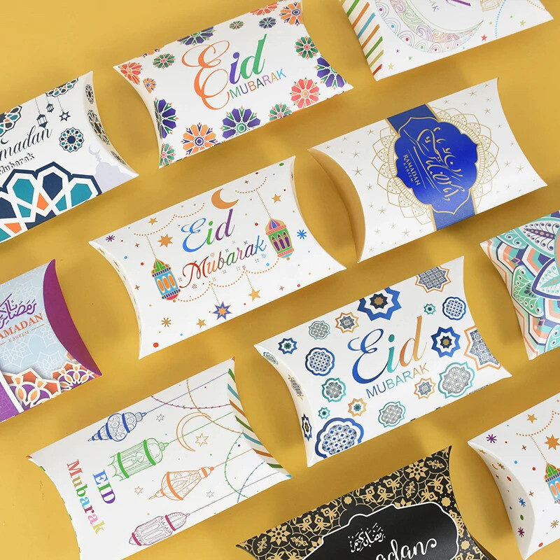 10Pcs Eid Mubarak Gift Box Candy Cookie Packaging Bags Islam Muslim