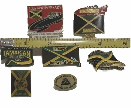 7 Vtg PINS Jamaican bobsled team collector 4 Olympic Games HTF Jamaica - Picture 9 of 9