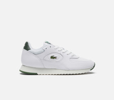 Image of Lacoste Linetrack mens Leather Trainers in white colour